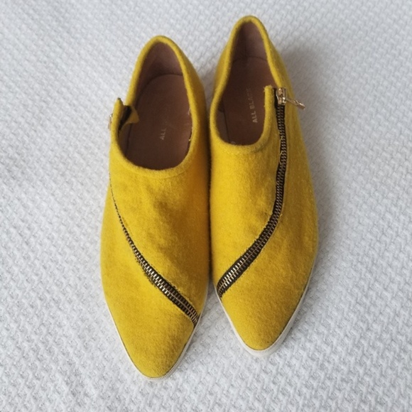 All Blacks Shoes - Anthropologie Yellow Felt Sneakers